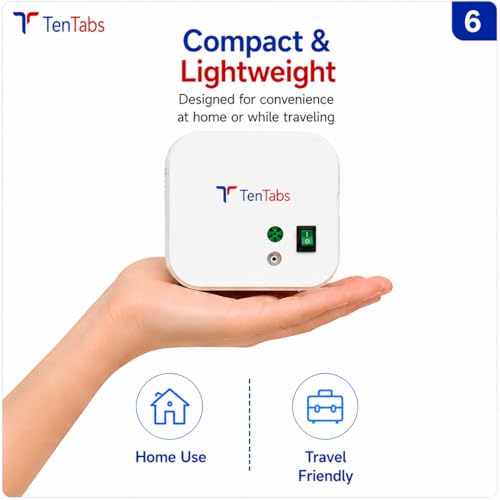 Image of TenTabs Nebulizer Machine for Adults & Kids | Ultra Compact & Low Noise Compressor Nebulizer with Adult & Child Masks