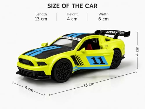 Image of Ford Mustang GT Die Cast Toy Car 1:36 Scale Pull Back Sports Car Model for Kids Boys | Alloy Metal Miniature Vehicle with Openable Doors & Rubber Tires | Collectible Racing Car Toy Gift