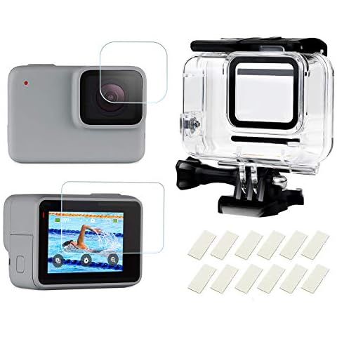 SHOOT Waterproof Housing Shell for GoPro Hero 7 White/Silver,Diving Protective Housing Case with Tempered Screen Film and Anti-Fog Insert for GoPro Hero 7 White & Hero 7 Silver Cover
