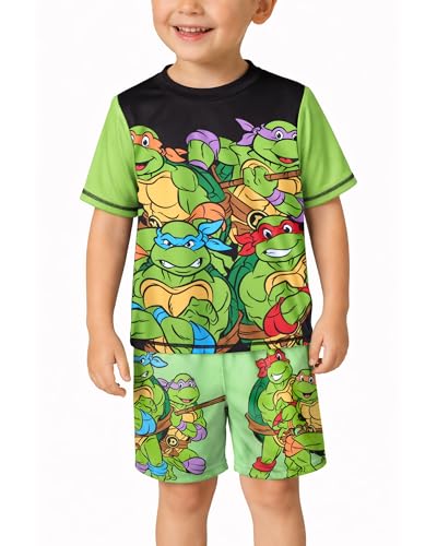 Image of Nickelodeon Paw Patrol TMNT Boys Rash Guard Set UPF 50 Swim Shirts & Trunks