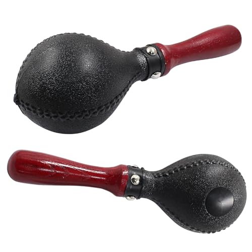 Hitefu 2PCS Maracas Hand Percussion Rattles Sand Hammer Instrument with ABS Shells and Wooden Handles for Live Performances and Recording Adults Party Game Playing, KTV, Concert, Bands (Brown)