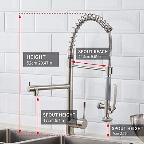 Fapully Commercial Kitchen Faucet Pull Down Sprayer With Soap Dispenser Brushed Nickel #TOP4