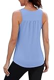 NIASHOT Workout Tops for Women Racerback Tank Top Lightweight Yoga Shirt Crewneck Running Sleeveless Sports Tee Blue L
