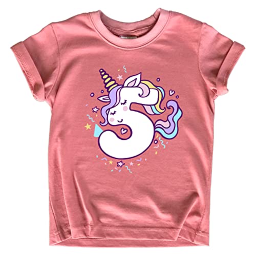 Unicorn 5th Birthday Shirt Outfit for Girls 5 Year Old Fifth Birthday Five Tshirt (6 Years Mauve)