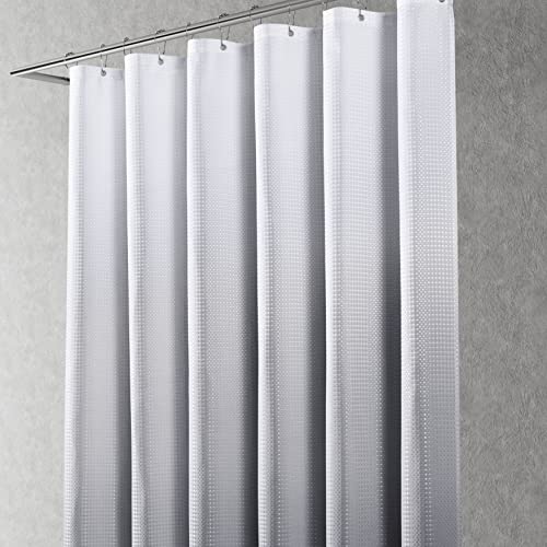 Textured Fabric Bath Shower Curtain, Polyester Ombre Shower Curtains For Bathroom, Waterproof Shower Curtain Liner With 12 Hooks,Machine Washable (72 X 72 Inch, Silver Gray) #TOP6