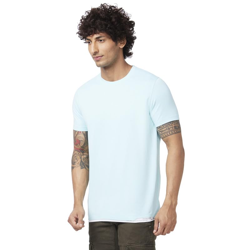Image of Spykar Men's Slim Fit Round Neck Half Sleeve Solid Casual T-Shirt