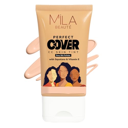 Image of Mila Beaute Perfect Cover Cc Cream With Spf 24+ I Light Makeup With Natural Coverage & Dewy Finish I Skin Tint With Squalene I Hydrate & Brighten Skin |conceal Dark Spots (25ml, Vanilla Sponge)