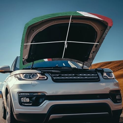 Image of Renewold Mexican Flag Skull, Car Hood Cover Protector, Vehicle Hood Wrap Blanket, Women Men Automotive Exterior Accessories, Elastic for Outdoor Indoor Holiday