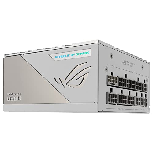 ASUS ROG Loki SFX-L 850W Platinum Blanc – Bloc d'Alimentation PC (850 Watt, modulable, Platine 80+, Ventilateur PWM ARGB de 120mm, ATX 3.0, PCIe 5.0 Ready, Aura Sync RGB)