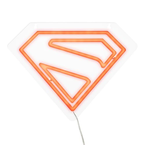 Paladone DC Comics Superman candeeiro de parede led de néon com logotipo, licença oficial, com cabo, para decorar casa ou sala de estar, ideia de presente para fãs de super-heróis