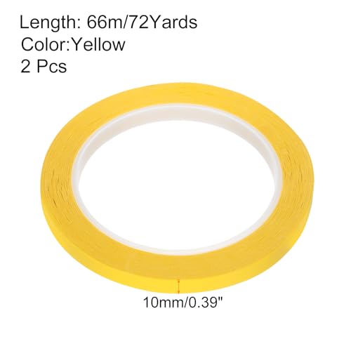 Image of uxcell 2 Rolls Yellow 0.39 Inch x 72 Yards Polyester Film Electrical Tape PET Tape High Temperature Heat Resistant Tape for Transformer Motor Wire 5S Positioning Logo,10mm x 66m