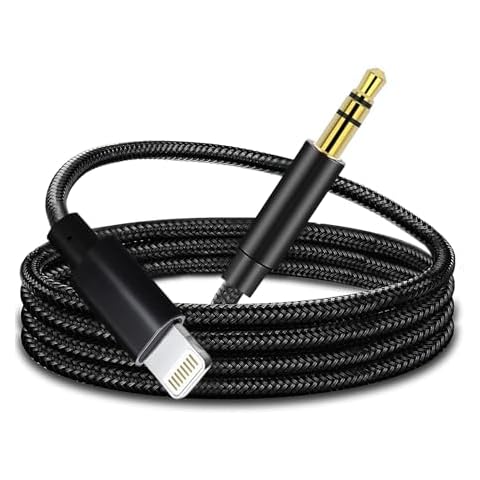 Hatuge Aux Cord for iPhone, Lightning to 3.5 mm AUX Cable for Car Stereo, Speaker, Headphone, Auxiliary Audio Jack Cable Compatible with iPhone 14 13 12 11 XS XR X 8 7 SE, 3.3FT (Black-2) Cover