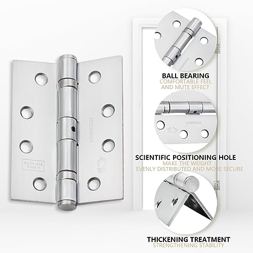 Bwintech 2 works 100 x 75 x 2.7mm (4 inch) Satin Chrome Brushed Steel Hinge for Fire Door Ball Bearing Hinge for Internal Use in Residential and Commercial Buildings - Image 3