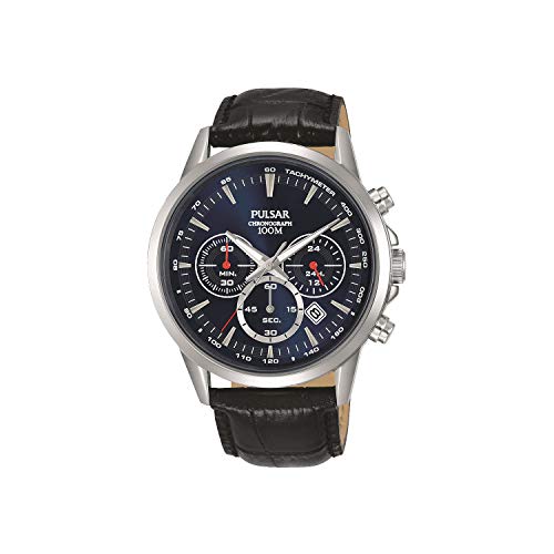Pulsar Montre Homme en Cuir Noir