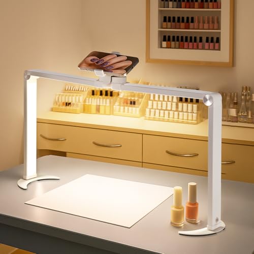 VIHBRAI Lampe für Nagel Schreibtisch Faltbare LED Nageltischlampe für Nail 26 in Nageltisch lampe für Schönheit/Wimpern/kosmetikliege (Quadrat-Weiß)