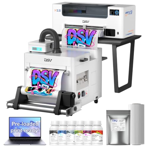 Image of DSV A3 DTF Printer with Shaker, Purifier & PC - Ready to Run Out of Box, F1080 Printhead, 2X Speed vs L1800 /R1390, 24 /7 Auto Maintenance,One-Click Moisturizing, White Ink Circulation, 2-Year Ink
