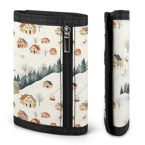 Winter Cable Car Elk Print Wallet for Men, 8 Credit Card Holder Slim Minimalist Front Pocket Small Mens Bifold Wallets2