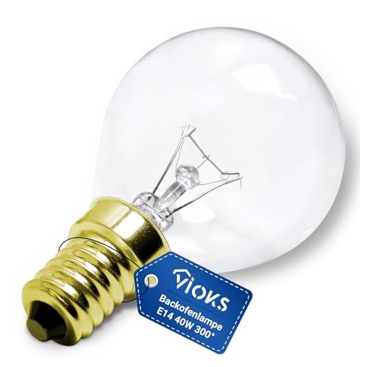 VIOKS Glühbirne E14 40W 230V 300°C 45mmØ 77mm für Neff Bosch Siemens Backofen Kühlschrank Mikrowelle - Backofenlampe E14 Glühbirne & Lampe Dunstabzugshaube - Zubehör für Elektro-Großgeräte