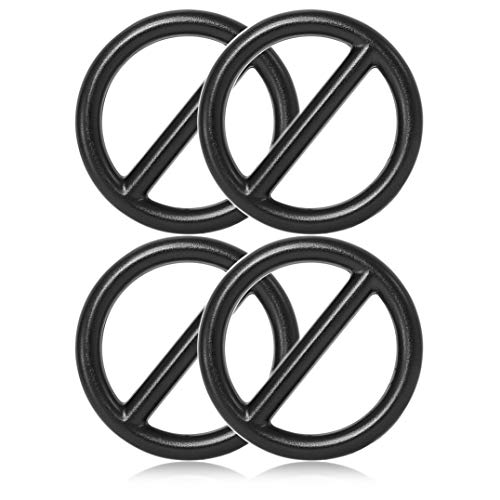 Ganzoo O-Ring mit Steg Metall für Hunde-Leine, 25 mm Innen-Durchmesser, 4 Stück, Stegring, legierter Stahl, Nicht rostend, Rund-Ringe für Paracord 550 Halsband, Handtasche, Basteln, Farbe Schwarz