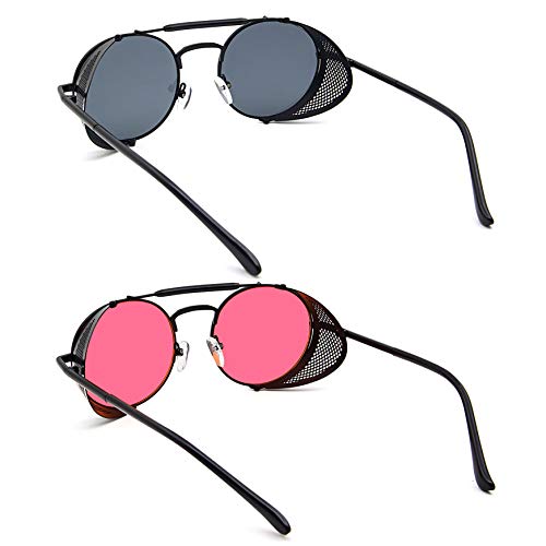 Image of RONSOU Steampunk Style Round Vintage Polarized Sunglasses Retro Eyewear UV400 Protection Matel Frame