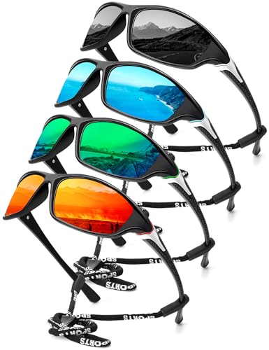 KALIYADI 4 Pack Polarized Sunglasses-Men Sports Sun-glasses: Mens Sunglasses UV Protection for...