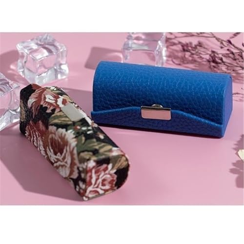 Étui à rouge à lèvres en cuir avec miroir sac à main bleu compact