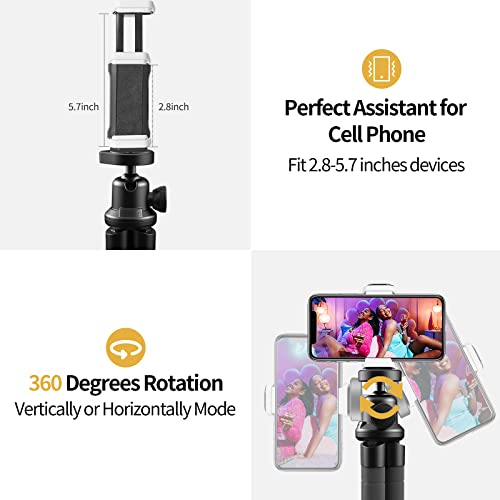 Sensyne Phone Tripod, Flexible Cell Phone Tripod With Phone Holder And Wireless Remote, Mini Travel Tripod Stand, Compatible With All Cell Phones, Cameras (Black) #TOP4