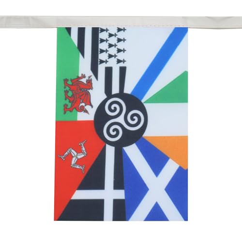 Image of AZ FLAG Multi Celtic 6 meters BUNTING Flag 20 flags 9'' x 6'' - Celtic countries STRING flags 15 x 21 cm