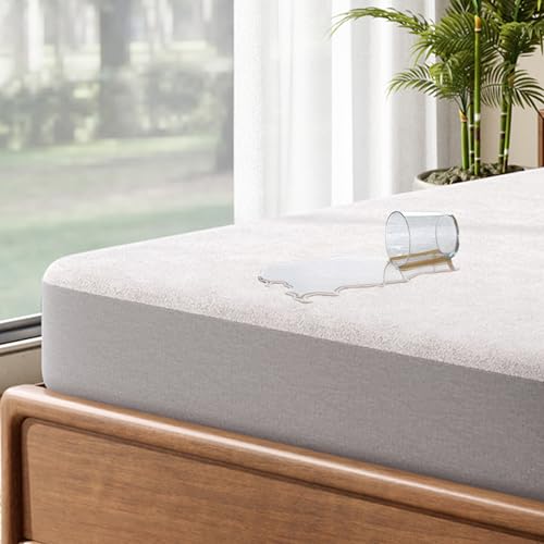 Image of Frido Waterproof Mattress Protector Single Size with 100% Spill-Proof TPU Membrane, Breathable Anti-Allergen Terry Fabric, Machine Washable, Bed Protector Cover (Steel Grey, 72 Inches X 36 Inches)