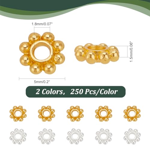 PH PandaHall 500PCS Tibetan Flower Spacer Beads - Image 2