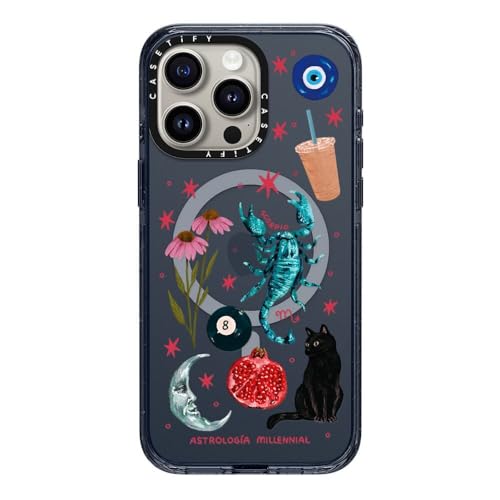 Coque iPhone 15 Pro Max CASETiFY Impact MagSafe bleu motif scorpion