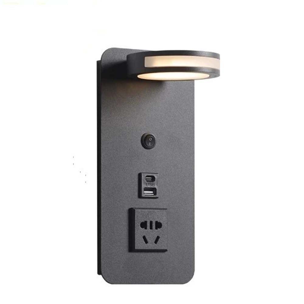 Jadssox Verstellbare LED-Wandleuchte Mit Schalter, USB-Ladeanschluss Und 350°-Drehung, Ideal Als Nachttischlampe, Leselampe Oder For Wohnzimmer Und Schlafzimmer(Black)