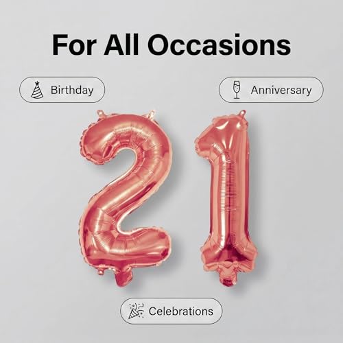 Image of Number 10 Balloon Foil Mylar Balloons for Birthday Party Decoration (Rose Gold, 16 Inch)