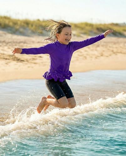 Image of City Threads Girls Long Sleeve Rashguard UPF 50+ Made in USA, Girls' Rash Guard Shirts with Sun Protection