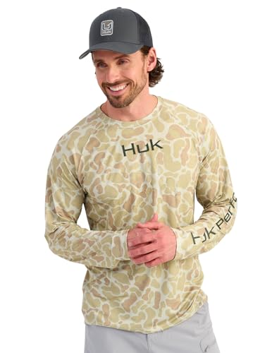 HUK Men's Pursuit Lite Crew, Lightweight Performance Long Sleeve Shirt with UPF Sun Protection
