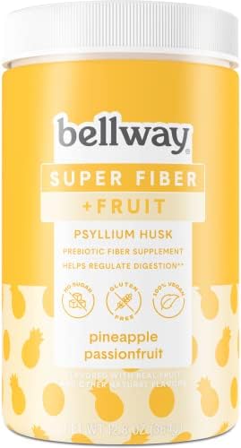 Bellway Fiber Super Fiber Powder + Fruit, Sugar-Free Psyllium Husk Fiber Supplement Powder, Pineapple Passion Fruit (12.9 oz)