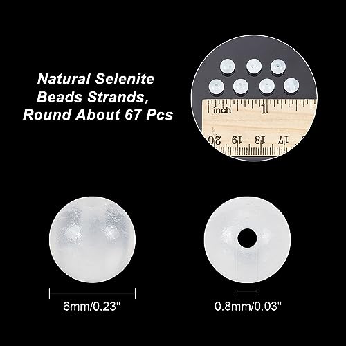 arricraft About 64 Pcs 6mm Natural Selenite Beads Strands - Image 2