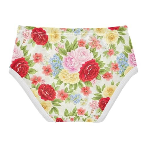 Kids Underwear Girls, Vintage Roses Toddler Panties, Girls Cotton Underwear, 2T–8 Years2