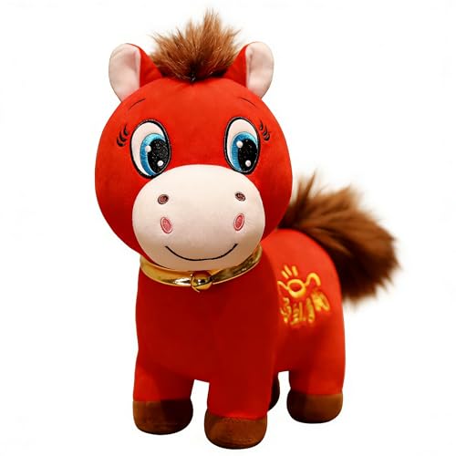 Horse Stuffed Animal Year of The Horse 2026 Smiling Horse Toys Plush Figurine 7.87 In Chinese Lunar New Year Home Decor Mascot Holiday Zodiac Easter Basket Stuffers for Teens Toddler Easter Decor Gift