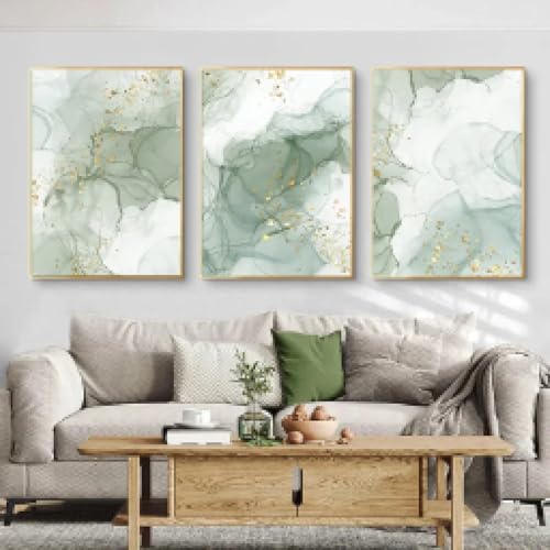 Affiches abstraites en marbre vert doré 20x30cm - Images murales pour chambre et salon moderne