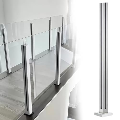 postes para barandillas de vidrio Poste De Barandilla De Vidrio Con Balaustrada, Barandillas De Acero Inoxidable Vitrificado Para Balcón/piscina, Kit De Abrazaderas Para(C - CORNER,Height 60cm)
