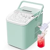 Sweetcrispy Countertop Ice Maker with Scoop, Basket and Handle, Portable Ice Machine 9 Ice Cubes Ready in 6 Mins, 26.5lbs in 24Hrs, 2 Sizes for Home Kitchen Office Bar Party, Green