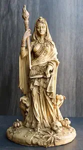 Ebros Gift Pagan Wicca Deity Hecate Statue Greek Goddess of Magic Witchcraft & Necromancy Hekate with She-Dogs Decorative Figurine Triple Goddess Form Feminism Symbol Sculpture (Ivory Beige)