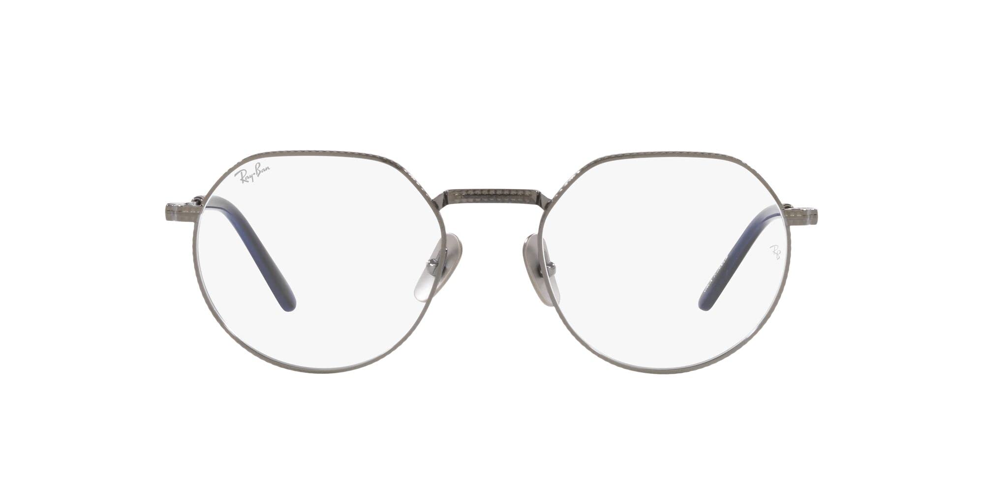 Ray-Ban Rx8265v Jack tytanowe okrągłe okulary na receptę, Brązowy/obiektyw demonstracyjny, 53 mm