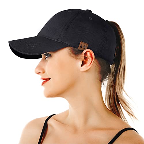 BLURBE Ponytail Baseball Caps for Women - High Pony Caps, Cotton Plain Color Adjustable Classic Sports Casual Ponytail Baseball High Bun Ponycaps for Womens