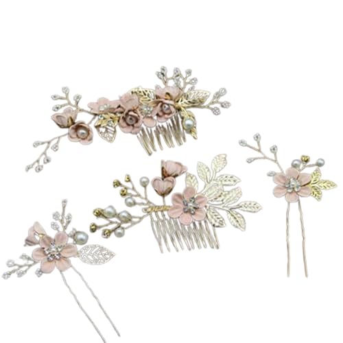 和装髪飾り 4点 ヘアアクセサリー 浴衣 着物 花 華やか パール フラワー コーム Uピン かんざし ウェディング 成人式 七五三 披露宴 卒業式 白無垢 水引 金箔 軽量 繰り返し使える ギフト対応