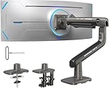 Huanuo Titanlift Heavy Duty Monitor Arm For Ultrawide Screens Up To 49', Holds 40 Lbs, Aluminum Ultrawide Screen Desk Mount, Fully Adjustable Single Monitor Mount With Dual C-Clamp, Max Vesa 100X100Mm