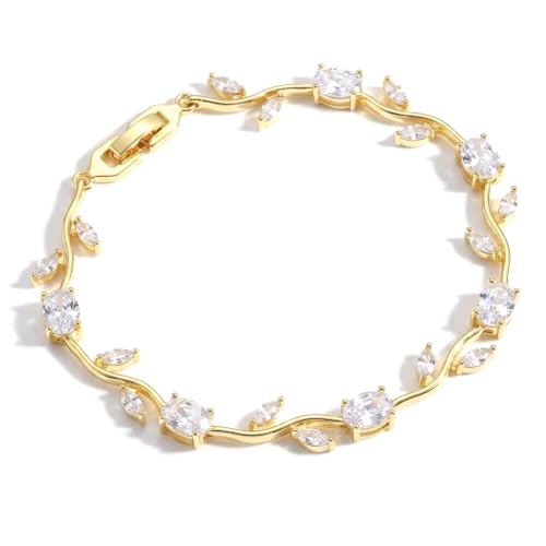 Image of finistra Tulip Bracelet for Women Stylish | Gold Plated Crystal Floral Jewellery | Adjustable Chain for Women & Girls Stylish | Elegant Tulip Bracelet for Women, Party & Daily Wear Accessory