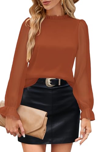 Image of Aifer Womens Blouses Dressy Casual Business Work Shirts Mock Neck Tops
