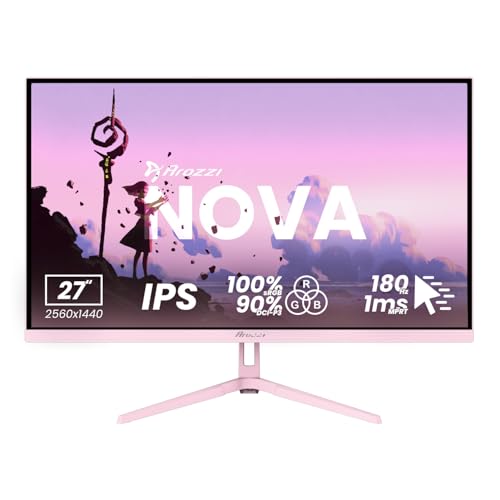 Image of Arozzi Gaming Monitor Nova 27 inch IPS 180Hz - Computer Monitor QHD 1440p - Adaptive Sync, HDR10 & Flicker Free Display - 100% sRGB Color Accuracy - PC & Console Ready - Pink
